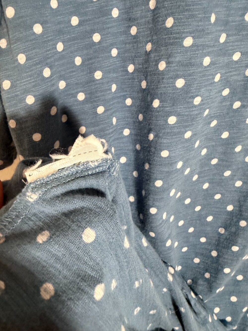 Lauren Ralph Lauren Blue Polka Dot Puff Sleeve Tee Quiet Luxury Cottagecore Top - Picture 6 of 6